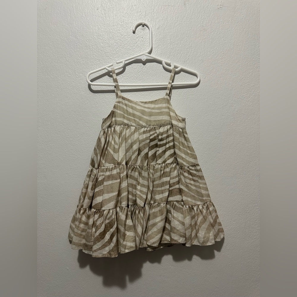 Striped Tan and Cream Tiered Dress